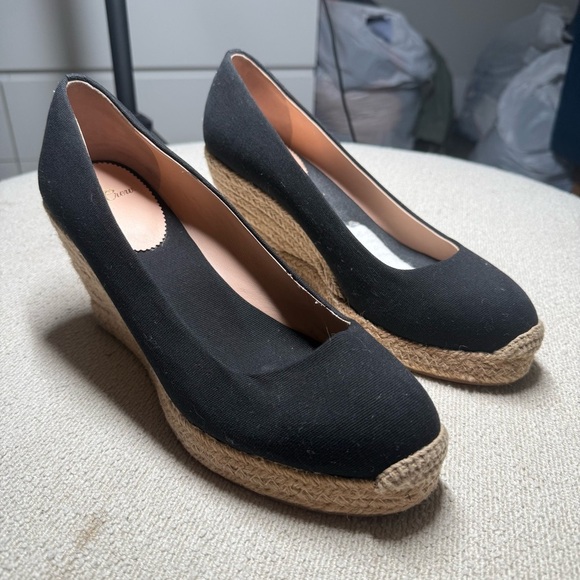 J. Crew Black and Tan Wedge Espadrilles - Picture 2 of 7